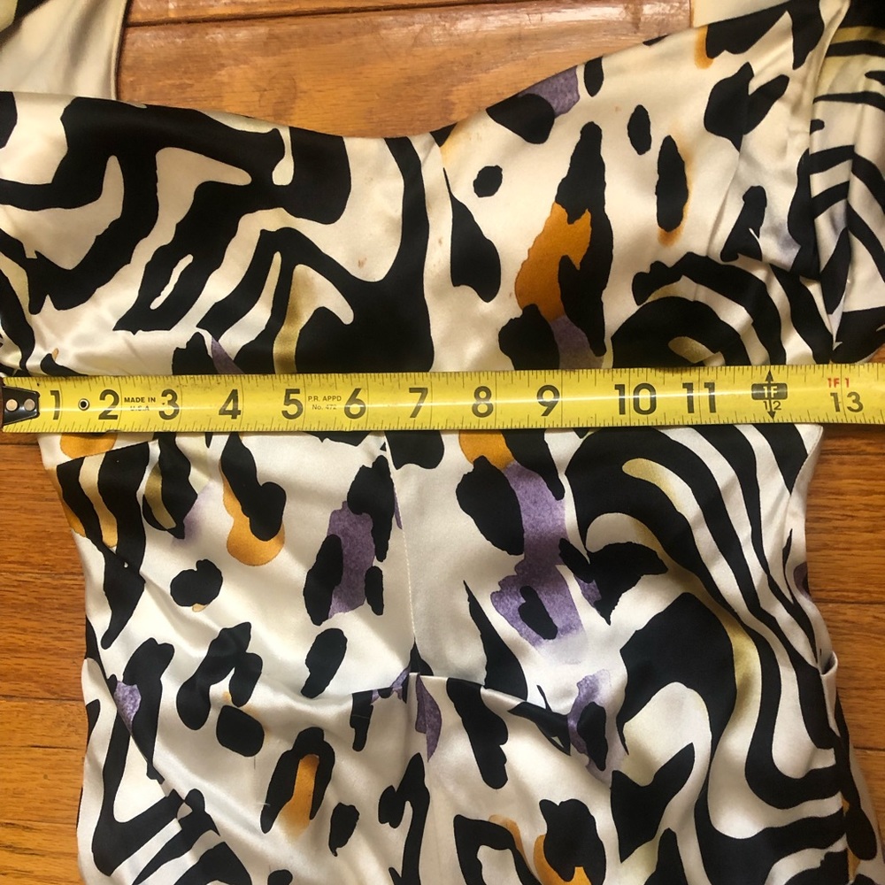 Cache Silk Animal Print MIDI DRESS CAP SLEEVES SLEEK BODYCON FIT PADDED BRA SZ 2 - Picture 11 of 16